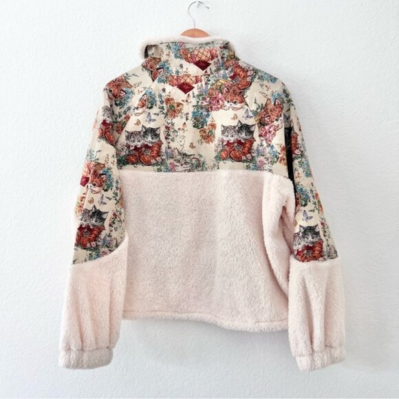 Cider Viral Cottagecore Fleece Floral Cat Knotte Sweatshirt Sz XL - Picture 6 of 6